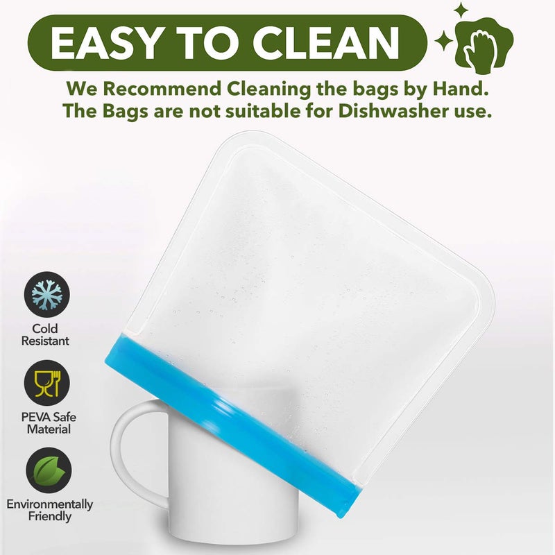 Greenzla Reusable Food Storage Bags - 12 Pack BPA-Free, Extra Thick, Leakproof Freezer & Lunch Carriers; 4 Gallon, Sandwich & Snack Options - Reusable Lunch Bags - Image 5